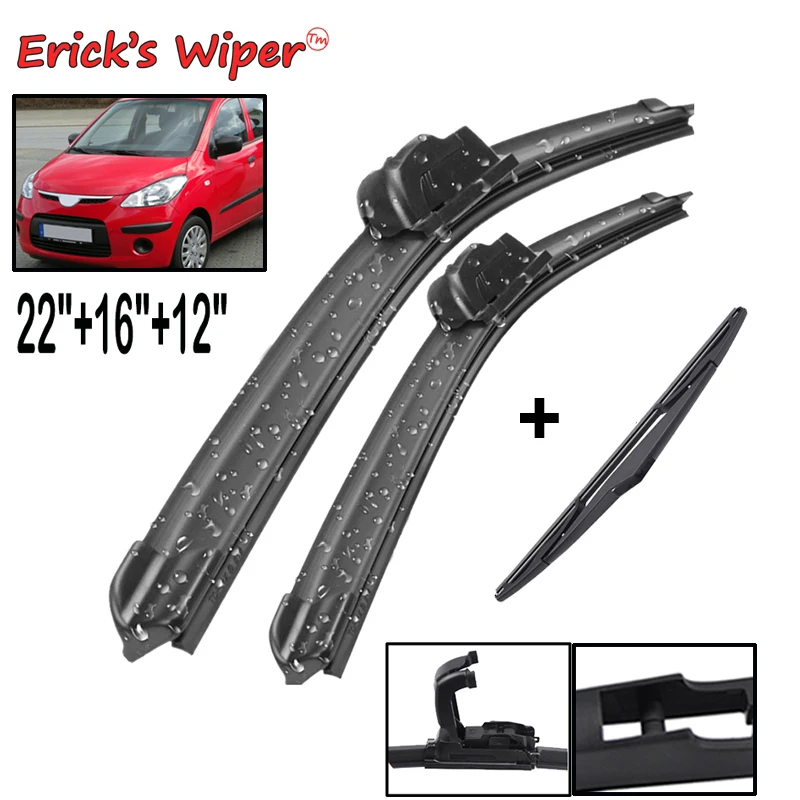 Erick's Wiper Front + Rear Wiper Blades Set Kit For Hyundai I10 MK 1 2007-2013 Windshield Windscreen Rear Window 22"16"12"
Erick's Wiper Front + Rear Wiper Blades Set Kit For Hyundai I10 MK 1 2007-2013 Windshield Windscreen Rear Window 22"16"12"