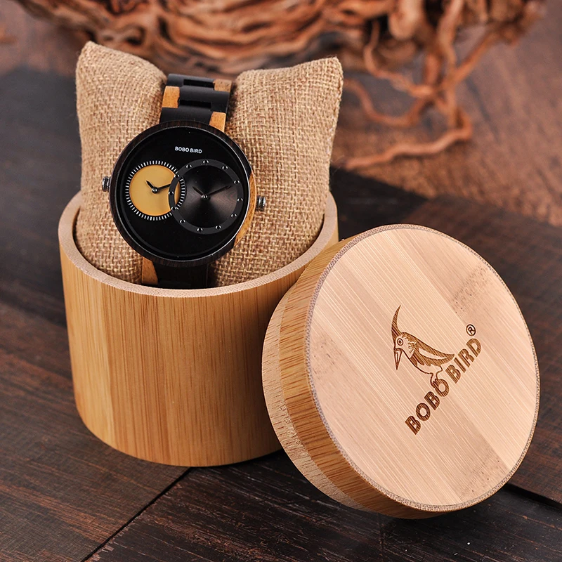 BOBO BIRD Fashion Dual Time Zone Wooden Watch BOBO BIRD Fashion Dual Time Zone Wooden Watch