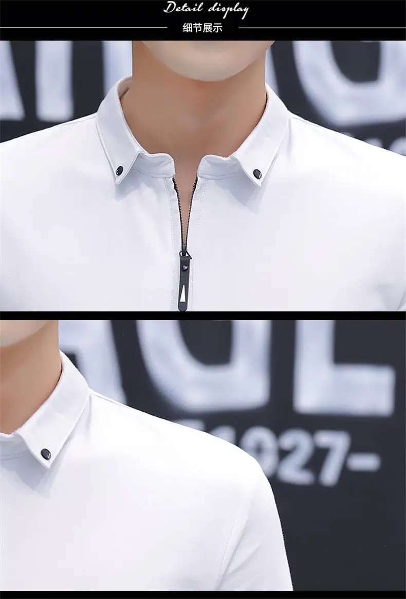 New Polo Shirts Men Summer Cotton Spandex Short Sleeve Solid Korean Style Zipper Men Polos Male Brand Fashion Slim Fit Tees Tops 17