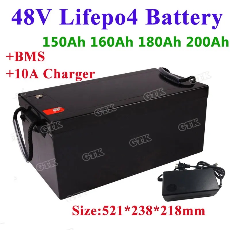 48V 150Ah 160Ah 180Ah 200Ah LiFepo4 lithium battery pack with BMS for 5000w motorhome electric car solar energy+10A charger
48V 150Ah 160Ah 180Ah 200Ah LiFepo4 lithium battery pack with BMS for 5000w motorhome electric car solar energy+10A charger