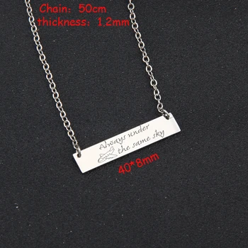 Engraved Always Under The Same Sky Bar Necklace Stick Figure Airplane For Long Distance Gift Mirror Clavicular Necklace
Engraved Always Under The Same Sky Bar Necklace Stick Figure Airplane For Long Distance Gift Mirror Clavicular Necklace