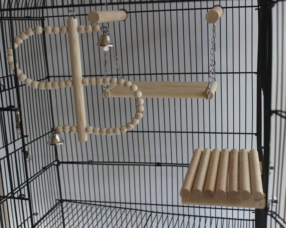 Natural Wood Bird Toys SetPlaced in The Bird Cage by Playground for Small and Medium Parrots Parakeet Conure Cockatiel Pack of 4
Natural Wood Bird Toys SetPlaced in The Bird Cage by Playground for Small and Medium Parrots Parakeet Conure Cockatiel Pack of 4