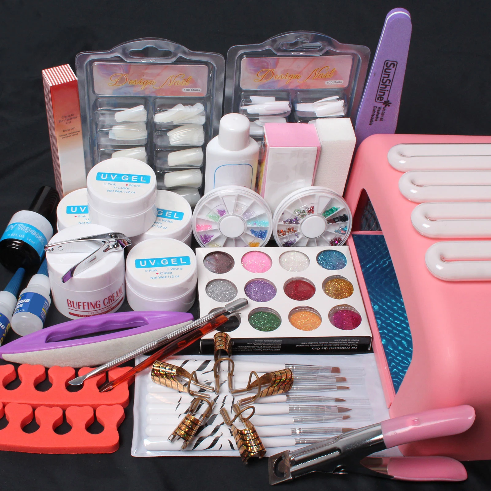 Anmas Rucci Nail Art Kit UV Builder Gel 36W Timer Dryer Lamp Decorations full Tools Set
Anmas Rucci Nail Art Kit UV Builder Gel 36W Timer Dryer Lamp Decorations full Tools Set