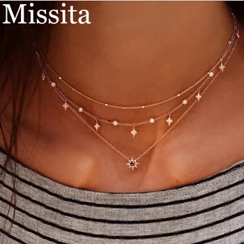 Cuteeco New Boho Gold Color Round Star Necklace For Women Choker Minimalist Crystal Beads Chain Multi Layered Necklaces Jewelry
Cuteeco New Boho Gold Color Round Star Necklace For Women Choker Minimalist Crystal Beads Chain Multi Layered Necklaces Jewelry