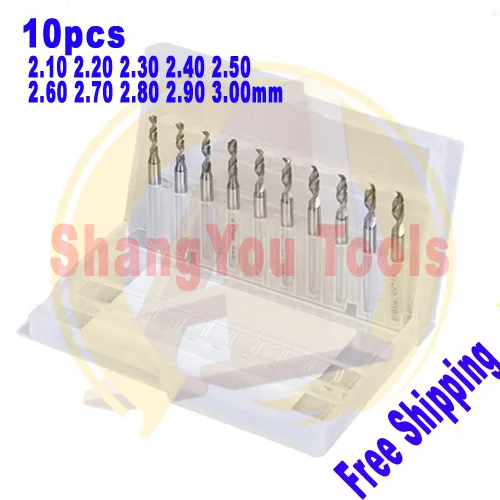 Free shipping-10pcs 2.1-3.0mm Carbide PCB CNC drill Bits Milling Print Circuit Board Micro sprial Dremel | Инструменты