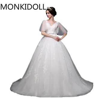 2017 new arrival ball gown half sleeve modest wedding dresses lace appliques beaded v neck puffy bride dress vintage gowns
2017 new arrival ball gown half sleeve modest wedding dresses lace appliques beaded v neck puffy bride dress vintage gowns