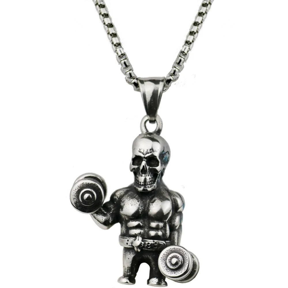 Muscle Skull Fitness Guy Necklace Stainless Steel Slide Chain Bodybuilding Pendant Necklace Men Teenage Punk Accessories
Muscle Skull Fitness Guy Necklace Stainless Steel Slide Chain Bodybuilding Pendant Necklace Men Teenage Punk Accessories