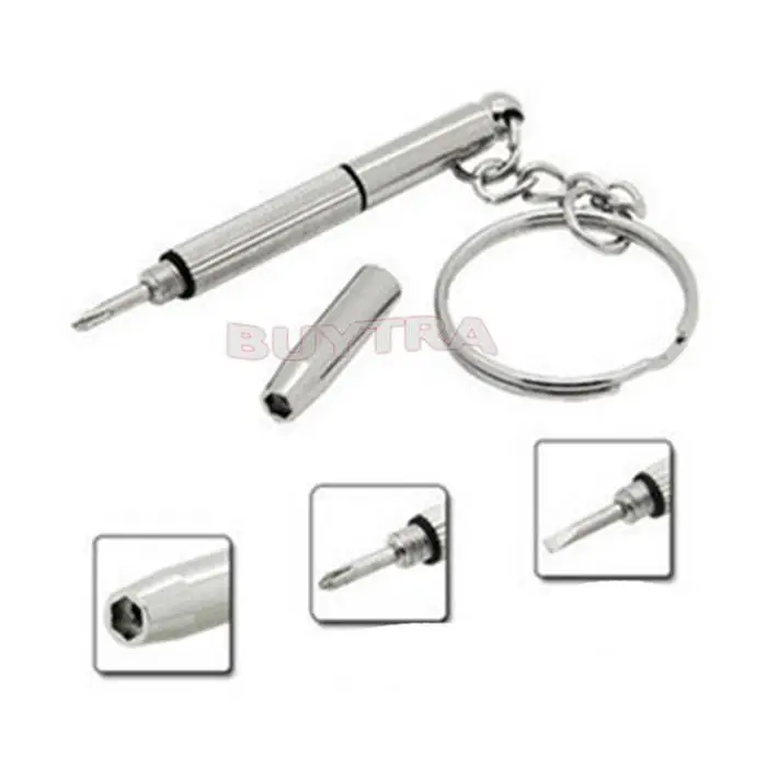 3-in-1 Watch Accessory Tool Repair Keychain Screwdriver Tool for Home Sunglass Eyeglass Cellphone Watch