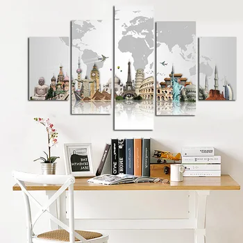 5Panel Print Modular Wall Painting Famous Buildings Canvas Art Taj Mahal Statue of Liberty Big Ben Sofa Picture for Living Room
5Panel Print Modular Wall Painting Famous Buildings Canvas Art Taj Mahal Statue of Liberty Big Ben Sofa Picture for Living Room