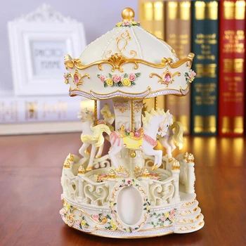 European Flashing LED Light Carousel Resin Music Box Ornaments Kids Birthday Wedding Gift Home Desk Figurines Decoration Crafts
European Flashing LED Light Carousel Resin Music Box Ornaments Kids Birthday Wedding Gift Home Desk Figurines Decoration Crafts