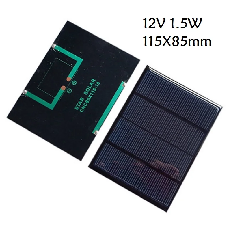 3.5V 0.8W / 12V 1.5W Solar Panel Module Monocrystalline For Battery Cell Phone Charger DIY Model
3.5V 0.8W / 12V 1.5W Solar Panel Module Monocrystalline For Battery Cell Phone Charger DIY Model