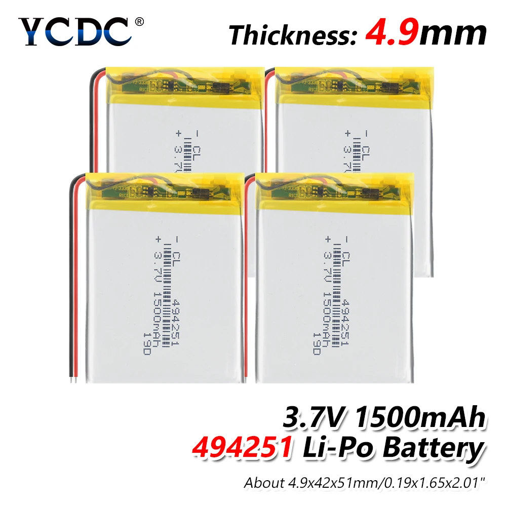 494251 3.7V 1500mAh Rechargeable li-Polymer Li-ion Battery For Q50 G700S K92 G36 Y3 Children's smart watch mp3 Bluetooth Headset
494251 3.7V 1500mAh Rechargeable li-Polymer Li-ion Battery For Q50 G700S K92 G36 Y3 Children's smart watch mp3 Bluetooth Headset