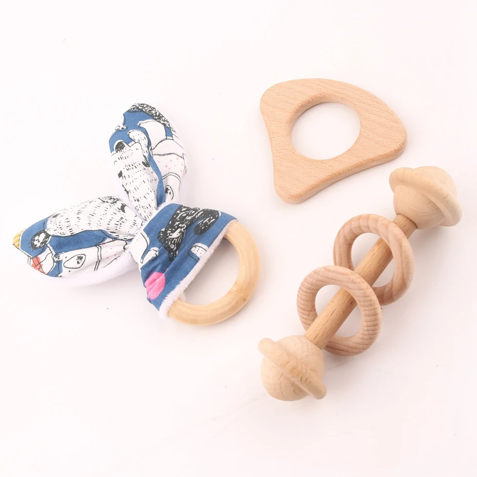 3PC/Set Beech Wooden Teether Rattle Rabbit With Ring Can Chew Food Grade Materials Gifts For Children Toys Baby Teether Toys
3PC/Set Beech Wooden Teether Rattle Rabbit With Ring Can Chew Food Grade Materials Gifts For Children Toys Baby Teether Toys