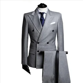 Custom Made costume homme terno Double Breasted Light Grey Groom Suit Peak Lapel Men Wedding Suit For Men ( jacket+Pants)
Custom Made costume homme terno Double Breasted Light Grey Groom Suit Peak Lapel Men Wedding Suit For Men ( jacket+Pants)