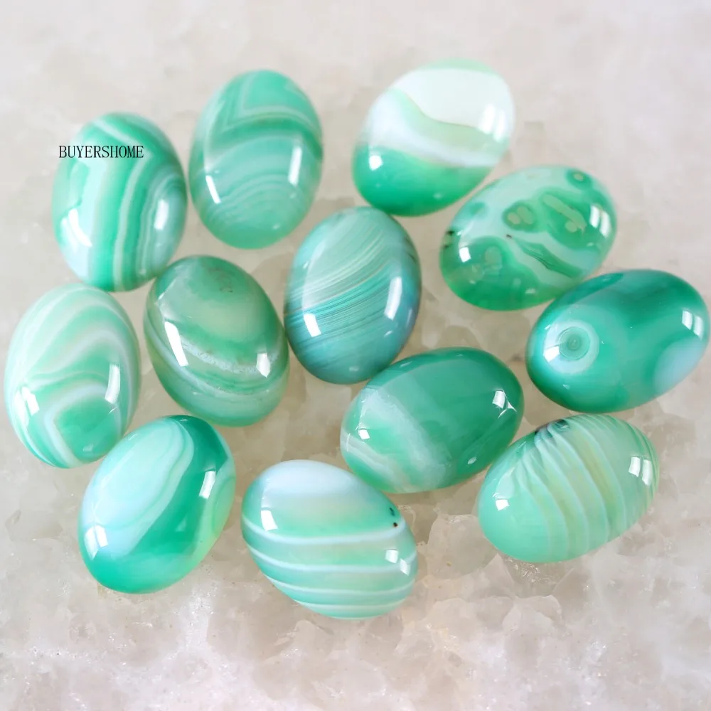 

For Jewelry Making Necklace Pendant Bracelet Earrings 18x13MM Oval Natural Stone Beads Green Veins Onyx CAB Cabochon 10Pcs K1616