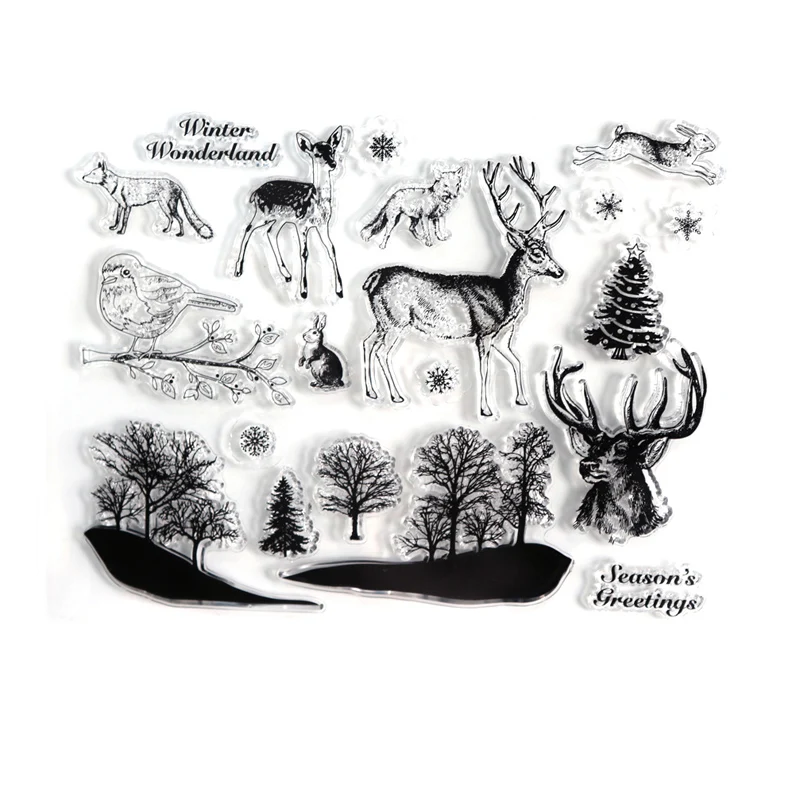 Christmas Animal stamp Clear Rubber stamps 14*18cm Silicone rubber Transparent Stamp wolf deer for Scrapbooking DIY Decor tools
Christmas Animal stamp Clear Rubber stamps 14*18cm Silicone rubber Transparent Stamp wolf deer for Scrapbooking DIY Decor tools