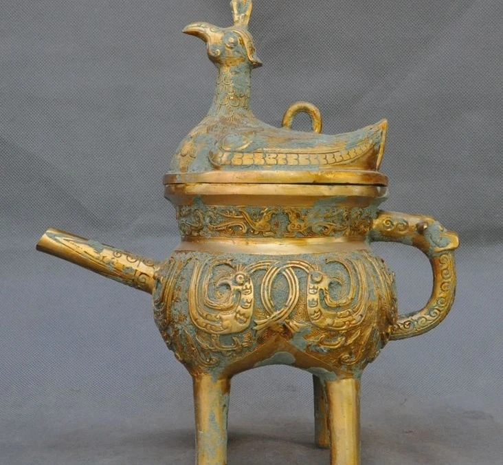 Old China Dynasty Palace Gild Bronze Phoenix Bird Crock Pot Water Bottles Teapot
Old China Dynasty Palace Gild Bronze Phoenix Bird Crock Pot Water Bottles Teapot