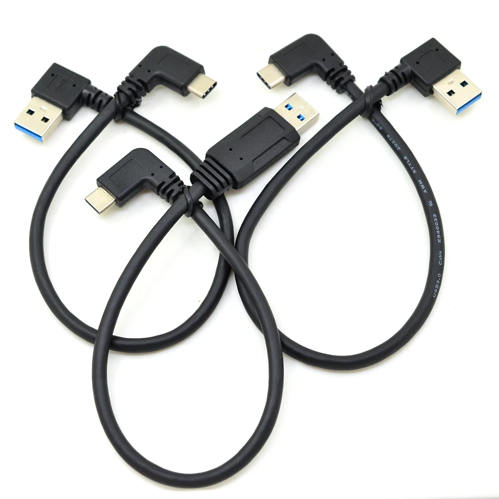 Фото Прямой/левый/правый угол 25 см USB 3 0 A штекер на 1 Type C колено кабель - купить