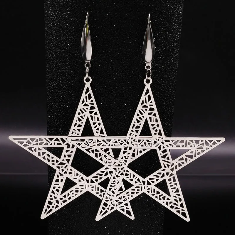 Five-Pointed Star Stainless Steel Dangle Earrings Women Jewelry Silver Color Big Earrings Jewelry estrella pendiente E612352
Five-Pointed Star Stainless Steel Dangle Earrings Women Jewelry Silver Color Big Earrings Jewelry estrella pendiente E612352