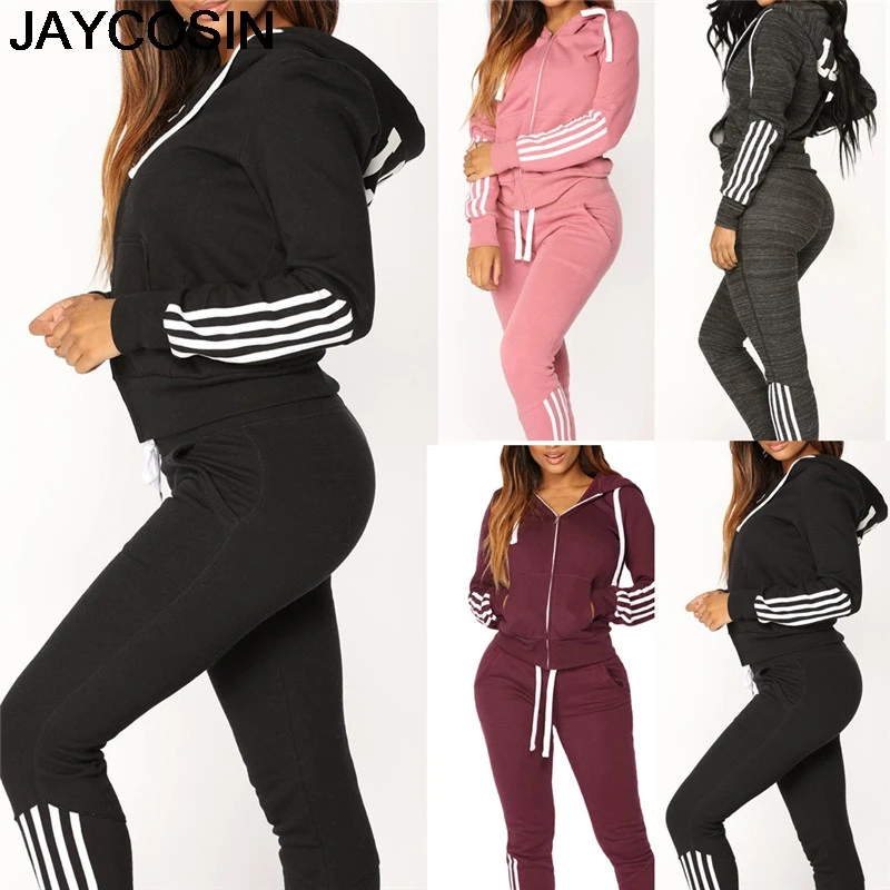 JAYCOSIN Tracksuit Women Fashion Women Casual Stripe Zipper Long Sleeve Pullove Sport Tops + Long Pants Set Autumn Winter jy19
JAYCOSIN Tracksuit Women Fashion Women Casual Stripe Zipper Long Sleeve Pullove Sport Tops + Long Pants Set Autumn Winter jy19