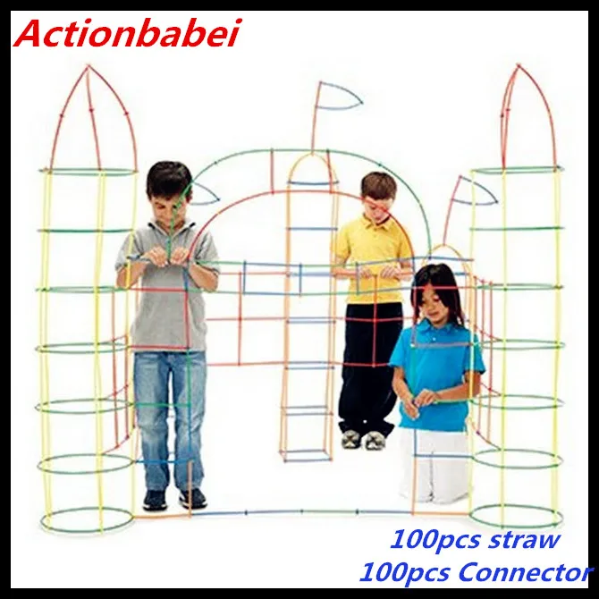 100Pcs Straw Stick Building Blocks Constructor Enginner Kids Creative Toys CO