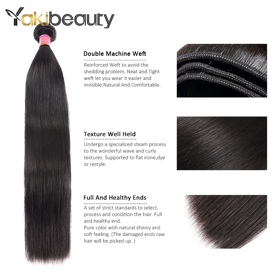 Yakibeauty Peruvian Straight Hair Bundles 3pcslot Human Hair Extensions Remy Hair Weave Bundles 8-28 Double Weft free shipping (83)