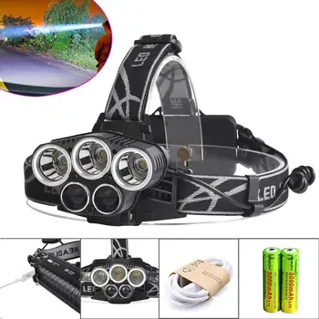 4000 LM T6 5 LED Headlamp Rechargeable Ultra Bright 18650 Battery Flashlight Waterproof Cycling Torch +USB Cable
4000 LM T6 5 LED Headlamp Rechargeable Ultra Bright 18650 Battery Flashlight Waterproof Cycling Torch +USB Cable