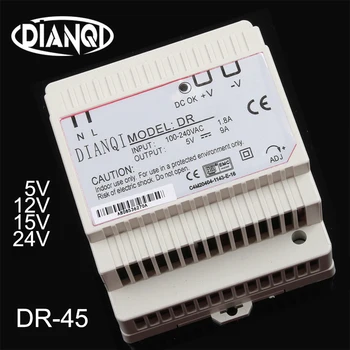 DIANQI Din rail Single output Switching power supply DR-45w 5V 12V 15V 24V suply ac dc converter for LED Strip other DR-45-5
DIANQI Din rail Single output Switching power supply DR-45w 5V 12V 15V 24V suply ac dc converter for LED Strip other DR-45-5