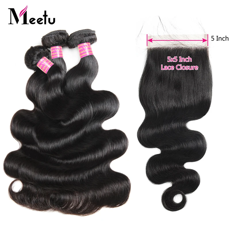 Meetu Body Wave Bundles with Closure 5x5 inch Human Hair Bundles with Closure 3pcs Indian Hair Bundles with Closure Non Remy
Meetu Body Wave Bundles with Closure 5x5 inch Human Hair Bundles with Closure 3pcs Indian Hair Bundles with Closure Non Remy