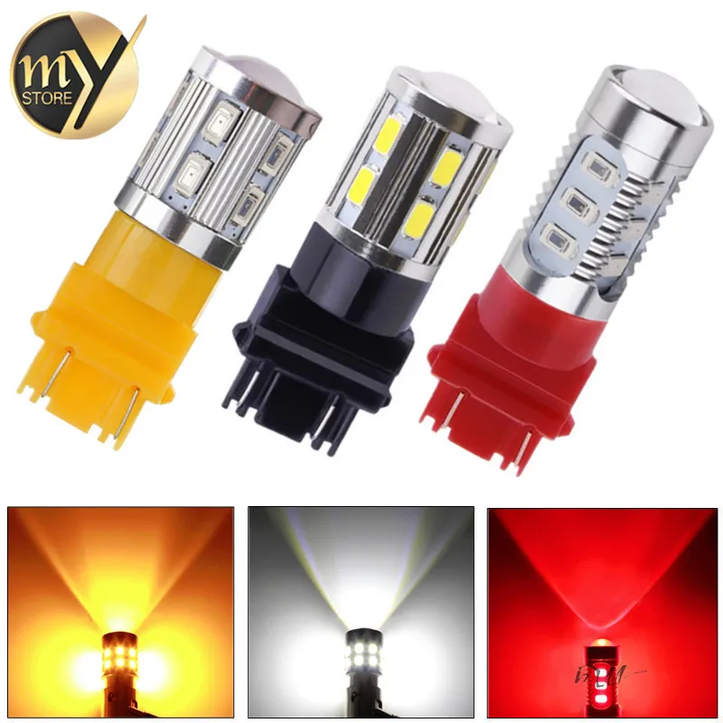 

2pcs 3157 3156 led High Power 5730 LED Amber Yellow Turn Signal White P27W T25 car bulbs Red P27/7W Car Light Source lamp 12v