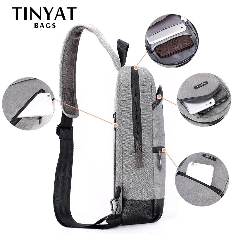 TINYAT мужская сумка через плечо новая нагрудная Сумка для подростков повседневная