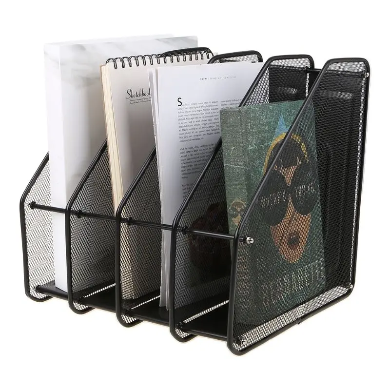 4 Column Metal Mesh File Holder Document Rack Letter Magazine Newspaper Tray for Desk Organizer Home Office Supplies 4 Column Metal Mesh File Holder Document Rack Letter Magazine Newspaper Tray for Desk Organizer Home Office Supplies