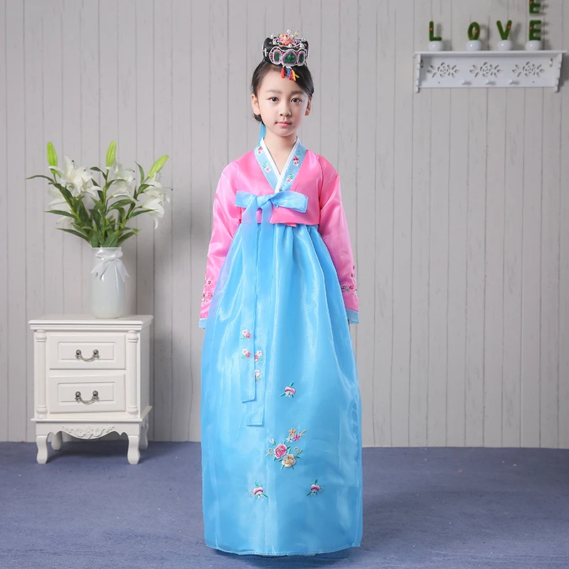 Новый дизайн корейский танцевальный костюм Hanbok для девочек этнических