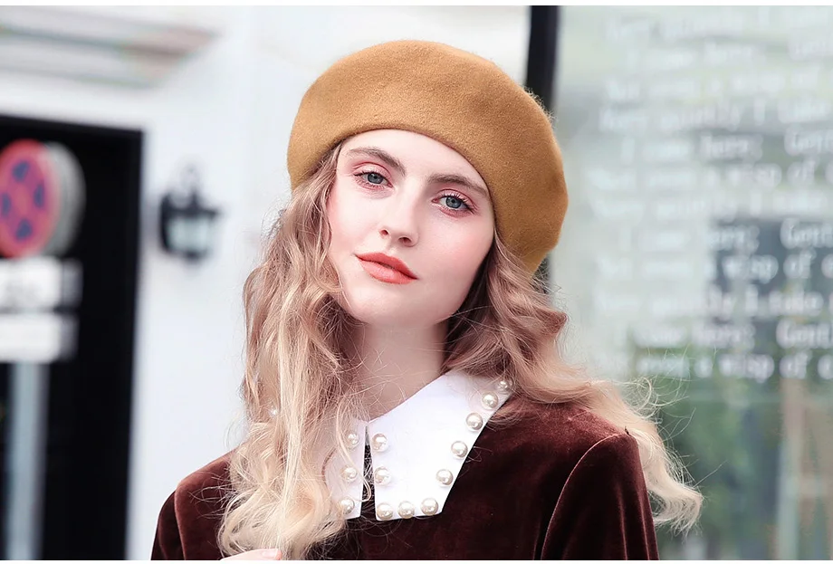 100% Pure Wool Fashion Beret Hat Women Felt Beret British Style Girls Beret Hat Lady Solid Color Slouchy Winter Hats Female 100% Pure Wool Fashion Beret Hat Women Felt Beret British Style Girls Beret Hat Lady Solid Color Slouchy Winter Hats Female