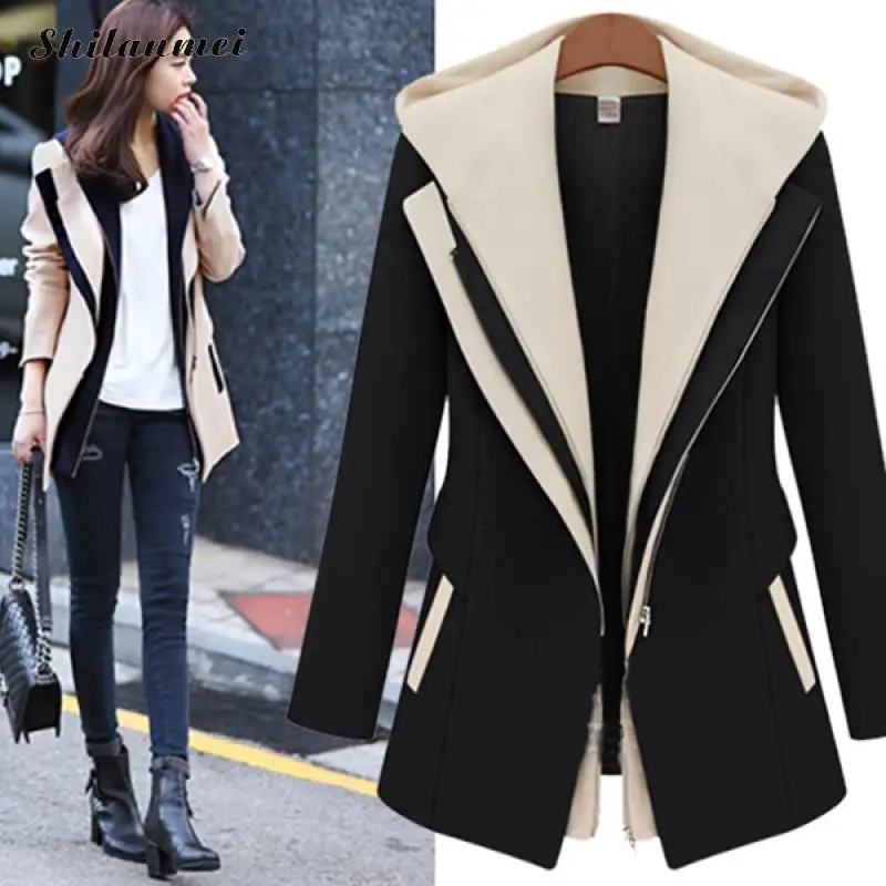 2019 Fashion False Two Piece Contrast Color Hooded Jacket Woman Winter Autumn Casual Black Off White Fashion Outwear Coat
2019 Fashion False Two Piece Contrast Color Hooded Jacket Woman Winter Autumn Casual Black Off White Fashion Outwear Coat