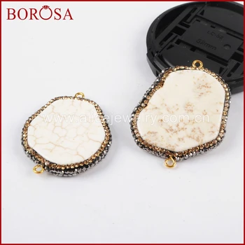 BOROSA Freeform White Howlite Stone Connectors,Handcrafted CZ Drusy Pave Rhinestone Gems Stone Pendant for Neckalce JAB631
BOROSA Freeform White Howlite Stone Connectors,Handcrafted CZ Drusy Pave Rhinestone Gems Stone Pendant for Neckalce JAB631