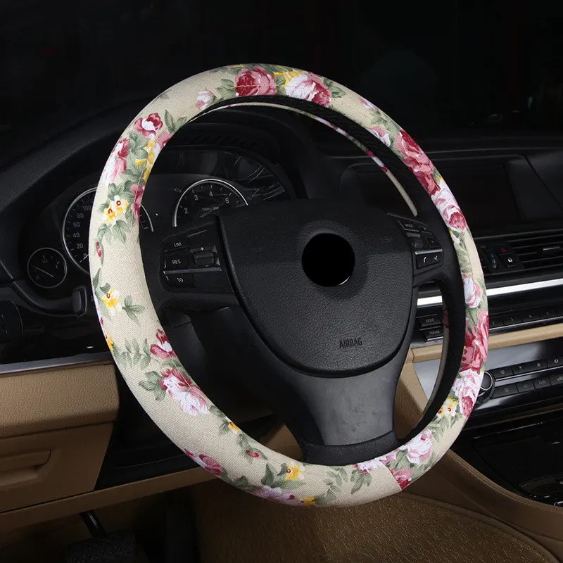 Fashion Flax Leather Cute Car Steering Wheel Cover Flowers for Girls Women Universal Interior Accessories
Fashion Flax Leather Cute Car Steering Wheel Cover Flowers for Girls Women Universal Interior Accessories