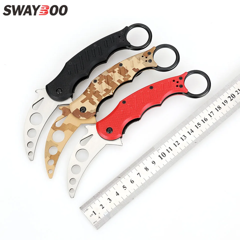 Swayboo red knife folding Practice traning knife black karambit knife 3Cr13Mov G10 handle dull tool no edge digit cosplay knife
Swayboo red knife folding Practice traning knife black karambit knife 3Cr13Mov G10 handle dull tool no edge digit cosplay knife