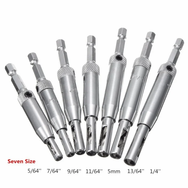 7 Sizes Self Centering Hinge Cabinet Door Hardware Wood Drill Bits Set 1/4 5/64 7/64 9/64 11/64 13/64Guide Pilot Hole Drill
7 Sizes Self Centering Hinge Cabinet Door Hardware Wood Drill Bits Set 1/4 5/64 7/64 9/64 11/64 13/64Guide Pilot Hole Drill