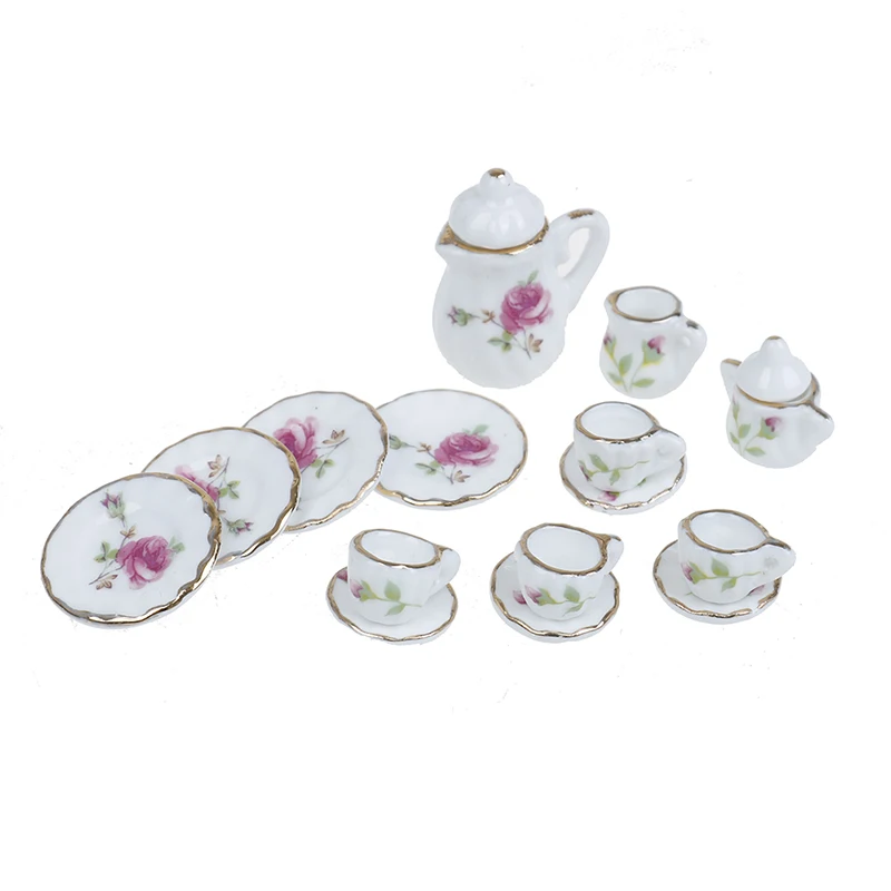 15PCS 1/12 Dollhouse Miniature pink Flower Patten Porcelain Coffee Tea Cups Ceramic Tableware Dollhouse Kitchen Accessories
15PCS 1/12 Dollhouse Miniature pink Flower Patten Porcelain Coffee Tea Cups Ceramic Tableware Dollhouse Kitchen Accessories