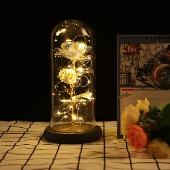 24K Gold Foil Artificial Rose Flower And LED Light String In Glass Dome On Wooden Base Gift For Men Women (Battery Not Included)
24K Gold Foil Artificial Rose Flower And LED Light String In Glass Dome On Wooden Base Gift For Men Women (Battery Not Included)