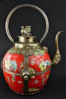 Tibetan Decorated silver Flower Cloisonne Wine Pot,Red Porcelain Big Tea Pot tools wedding Decoration Brass
Tibetan Decorated silver Flower Cloisonne Wine Pot,Red Porcelain Big Tea Pot tools wedding Decoration Brass