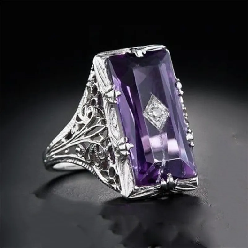 LETAPI 2019 New Silver Color Hollow Flower Ring for Woman Big Square Purple Crystal Wedding Jewelry Wholesale
LETAPI 2019 New Silver Color Hollow Flower Ring for Woman Big Square Purple Crystal Wedding Jewelry Wholesale