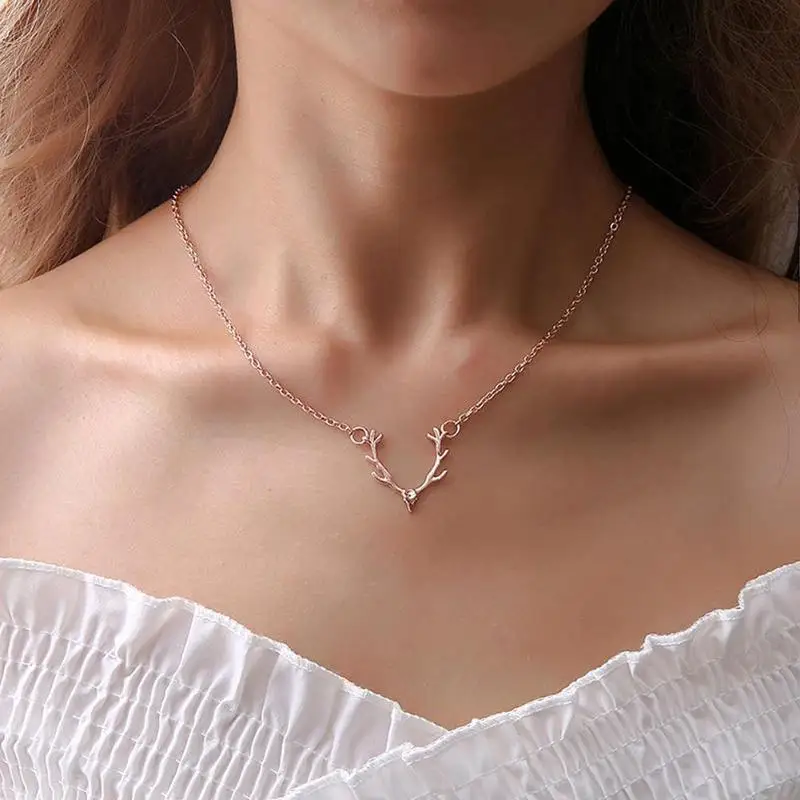 Fashion Jewelry Elk Deer Antlers Pendant Necklace Gift for Women Girl Clavicle Chain Christmas Deer Horn Necklace
Fashion Jewelry Elk Deer Antlers Pendant Necklace Gift for Women Girl Clavicle Chain Christmas Deer Horn Necklace