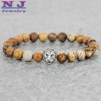 2015 New Design Jewelry Wholesale 10pcs/lot 8mm Natural Picture Stone Stone Beads Antique Gold Lion Head Bracelets, Mens gift
2015 New Design Jewelry Wholesale 10pcs/lot 8mm Natural Picture Stone Stone Beads Antique Gold Lion Head Bracelets, Mens gift
