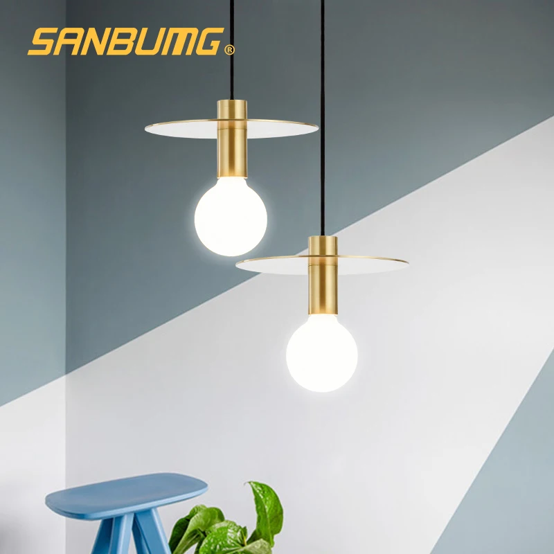 SANBUGM Nordic Modern Iron Golden Pendant Lights E27 Base Hanging Lights for Cafe Room/Bar Decoration Indoor Lighting 
SANBUGM Nordic Modern Iron Golden Pendant Lights E27 Base Hanging Lights for Cafe Room/Bar Decoration Indoor Lighting