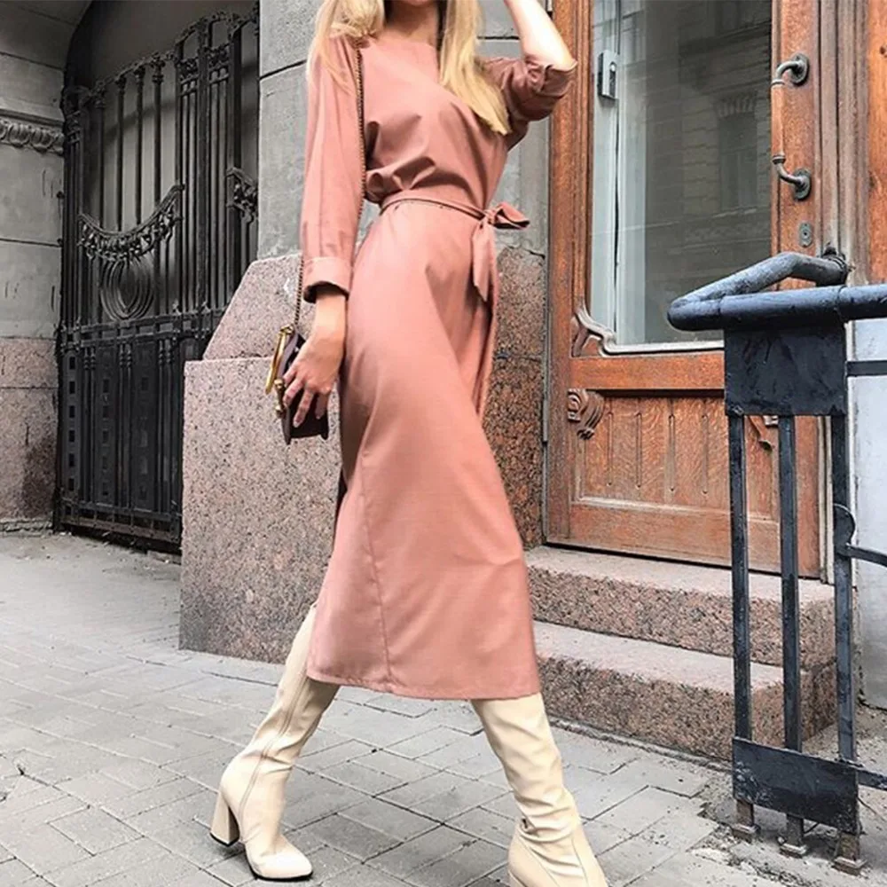 Fashion 2019 New Women Spring Dress Long Sleeve Back Button O-neck High Waist Belted Female Lady Pencil Mid-Calf Femme Dress
Fashion 2019 New Women Spring Dress Long Sleeve Back Button O-neck High Waist Belted Female Lady Pencil Mid-Calf Femme Dress