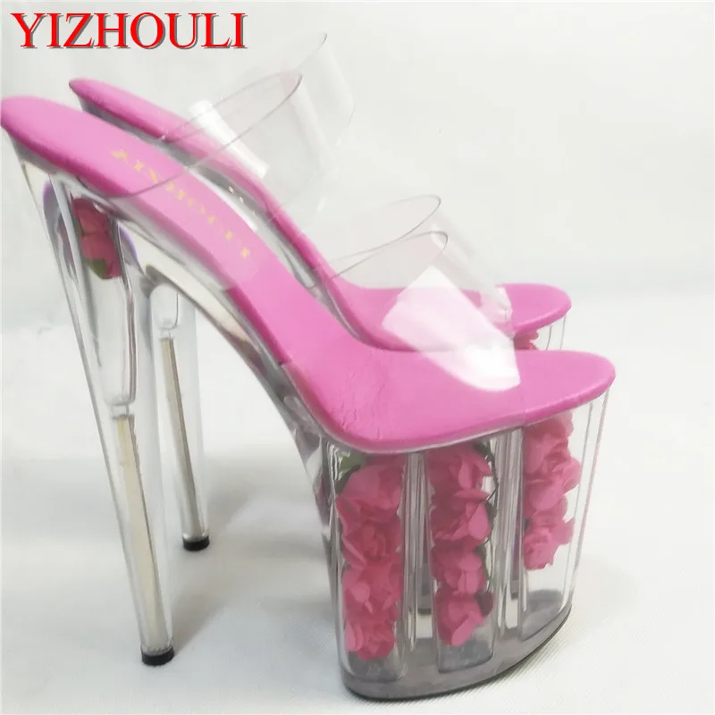 Summer style romantic rose crystal shoes, stage performance high 20CM transparent slippers
Summer style romantic rose crystal shoes, stage performance high 20CM transparent slippers