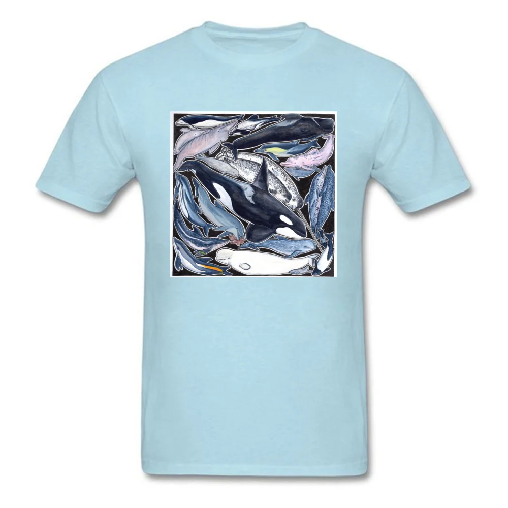 Family Orca dolphin beluga narwhal cie Casual T-Shirt O-Neck 100% Cotton Fabric Man Tops Shirt Short Sleeve Tops & Tees Summer Orca dolphin beluga narwhal cie light