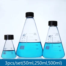 3pcs/set Conical Glass Flask with screw cap Thicked borosilicate glass triangle Erlenmeyer flask laboratory equipment
3pcs/set Conical Glass Flask with screw cap Thicked borosilicate glass triangle Erlenmeyer flask laboratory equipment